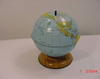 Vintage Chein Metal World Globe Bank 17 - 946