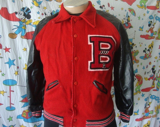 White Aesthetic: Vintage Varsity Letterman Jacket, Red And White, Men's ...