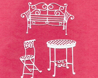 267 - Set of 3 Chair benches and table cuts for cards or scrapbooking No. 135