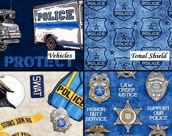 Pre- Order July, Protect & Serve, Quilting Treasures Fabric, 1/2 Yard
