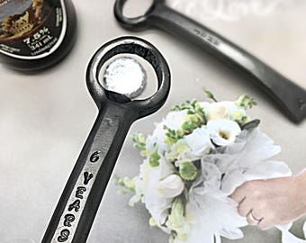 6th Year Iron Wedding Anniversary Gift Bottle Opener - 6 Years - For Couple - Him - Her - 6 - Sixth - Wedding Themes - Metal Steel Naz Forge