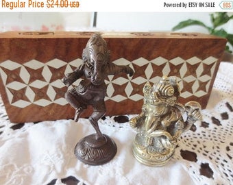30% OFF SALE Ganesha Figurines Wood Inlay Box Hindu India Ganesh Deity Home Décor Vintage Collectibles Lot