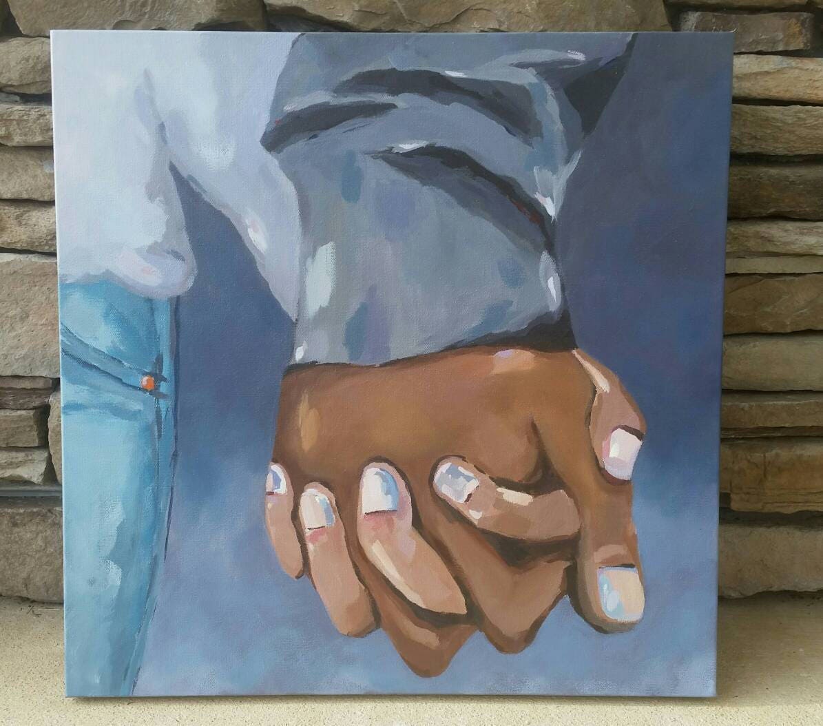 Holding hands romantic art oil painting, this is us