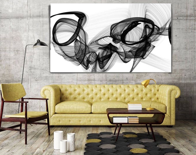 The Marriage, Black and White Contemporary Abstract Canvas Art Print, Extra Large BW Contemporary Canvas Art Print up to 72" by Irena Orlov