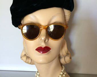 Women's 1940's Vintage Accessories / 1940's Amber- Tortoise Sunglasses / Vintage Eyewear