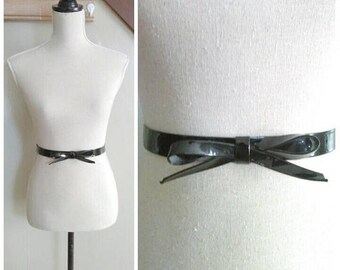 20% OFF / Cars & Cigarettes 1950s Black Patent Leather Bow Belt