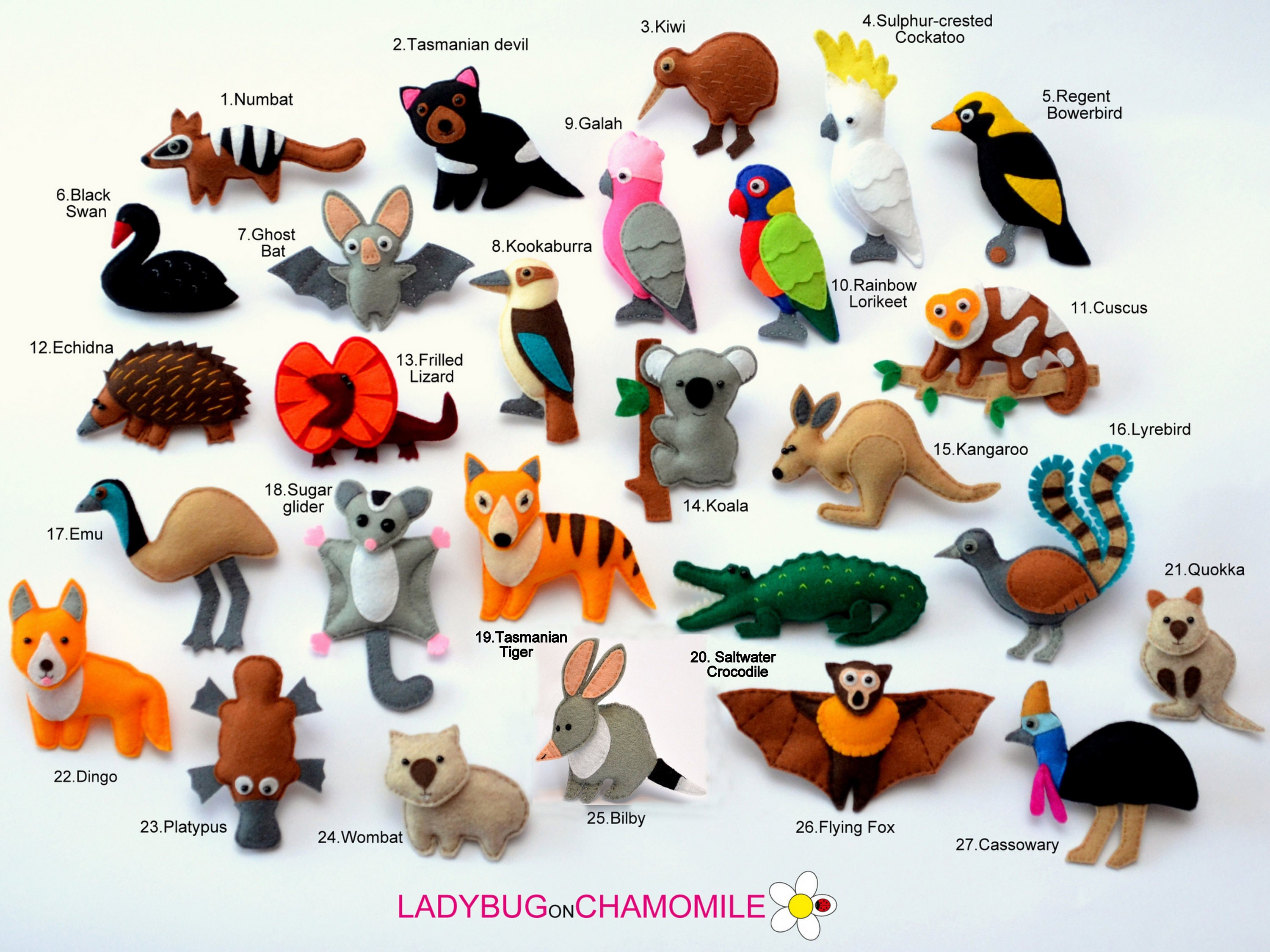 AUSTRALIAN ANIMALS felt price per 1 item make your