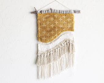 Vintage Textile Handwoven Weaving Wall Hanging