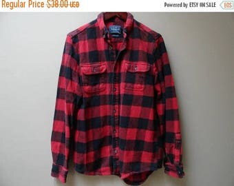 SALE Buffalo Plaid Shirt Red and Black Checkered Flannel L