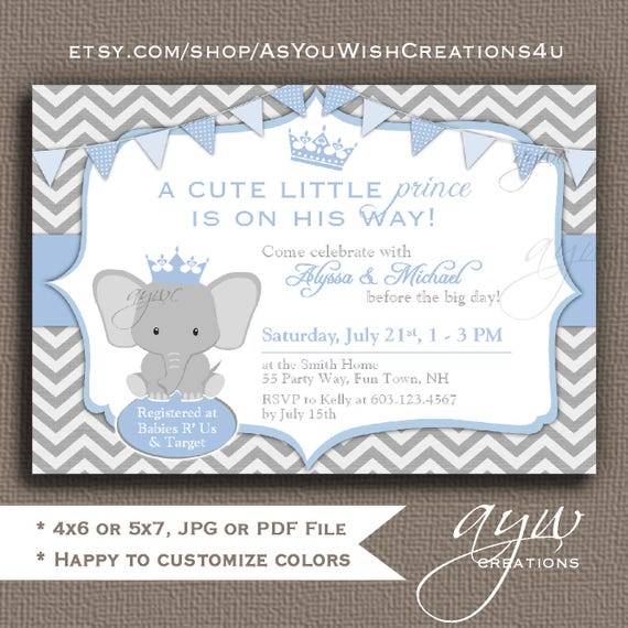 Elephant Baby Shower Invitation Blue Grey Elephant Baby Shower Invitations Printable Invites Baby Shower Elephant Boy Baby Shower Il_570xn