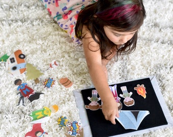 Travel Felt Board - Waldorf Toddler Toys, Montessori Preschool Toy, Busy Board Quiet Book, Best Toddler Gift, Flannel Board Activity Set