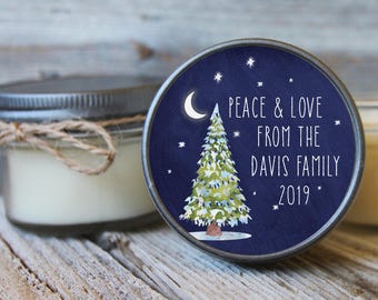 12 - 4 oz Hostess Gift//Christmas Tree Label//Soy Candle Favor//Personalized Favor//Party Favor//Hostess Gift