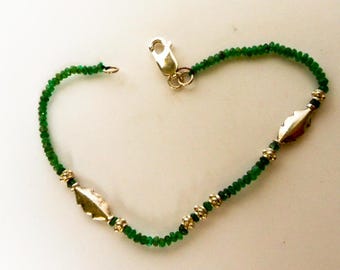 Vintage Sterling Green Jade Bracelet Nephrite Jade