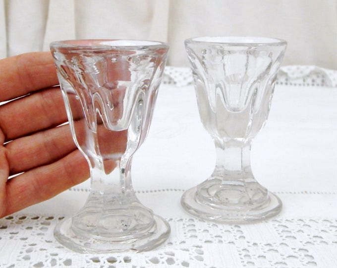 2 Antique French Deceptive Firing Glasses, French Shot Toasting Stem Glass from France, Bistro Man Cave Barware Decor, French Drinking