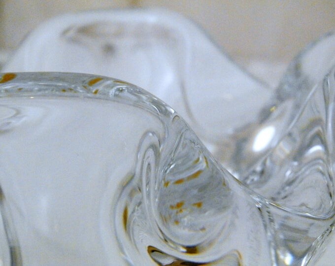 Large Vintage Crystal Glass Cigar / Cigarette Ashtray by Bayel Cristal France, Heavy Clear Glass French Ash Tray, Vintage Retro Home Decor