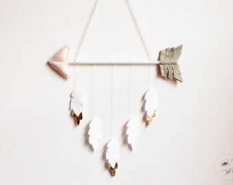 Baby Mobile - Boho Nursery Decor - Arrow Wall Decor - Baby Girl Mobile - Arrow Mobile - Boho Baby Mobile - Gold Nursery Decor