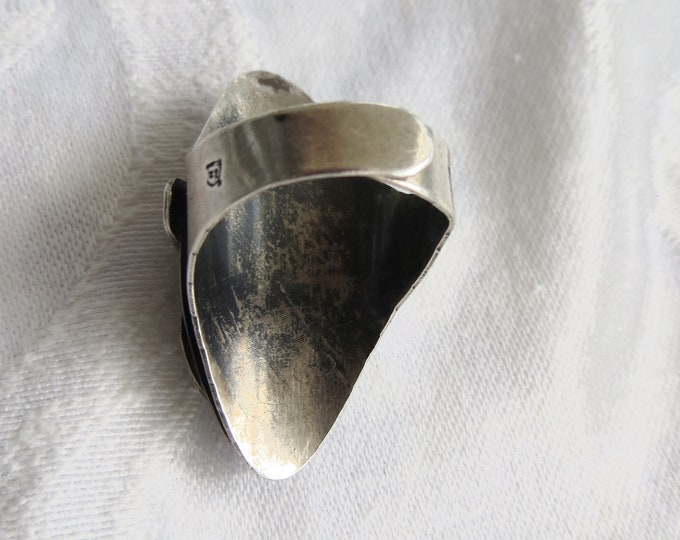 Vintage Modernist Sterling Ring, Dimensional Adjustable Ring, Mid Century Jewelry, Size 6.5