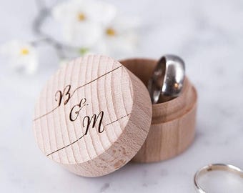 Personalised Calligraphy Ring Box - Wooden Ring Box - Wedding Ring Holder - Ring Pillow - Ring Bearer Box - Proposal Ring Box - Wedding Gif