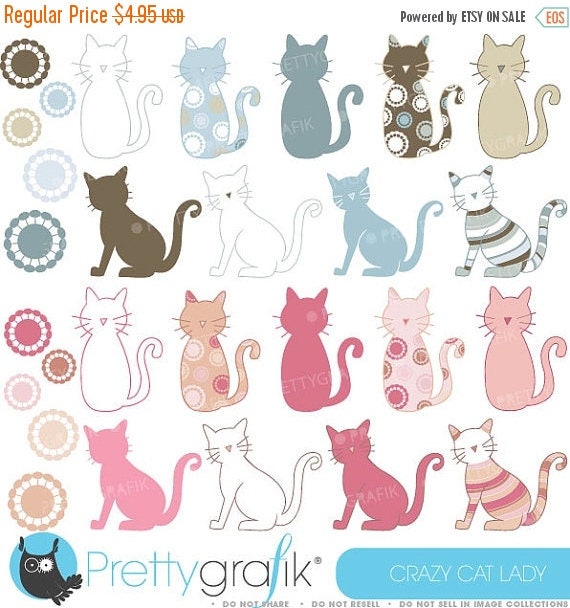 80% OFF SALE Cat clipart commercial use, vector graphics, digital clip art, digital images - CL300 Il_570xn