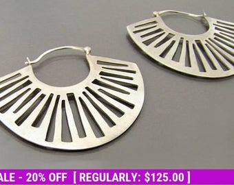 Statement Earrings, Silver Hoop Earrings, Bohemian Earrings, Big Silver Earrings, Sterling Silver Hoop Earrings, silver tribal earrings