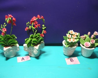 Dollhouse, miniatures, planters, stone floral arrangements, fairyland, landscaping (Stone Planters )