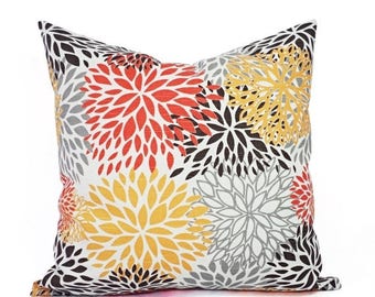 15% OFF SALE Two Orange and Brown Throw Pillow Covers - Orange Pillow Cover - Decorative Pillows - Orange Throw Pillow Cushion Cover Accent