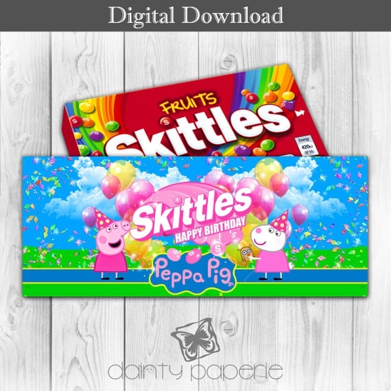 Peppa Pig Skittles Wrapper Printable Digital Download
