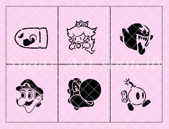 Mario stencils set of 6 designs SL2015