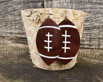 Large Dark Brown Leather Football Earrings (100% leather)