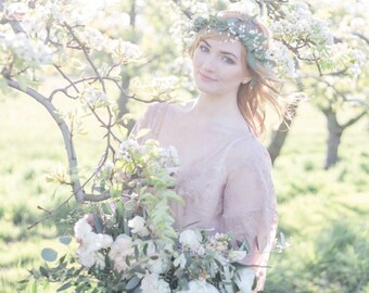 HELENA Kimono - Wedding day lingerie, Bridal robe, Getting Ready robe - lace dressing gown, honeymoon, bridesmaids robe