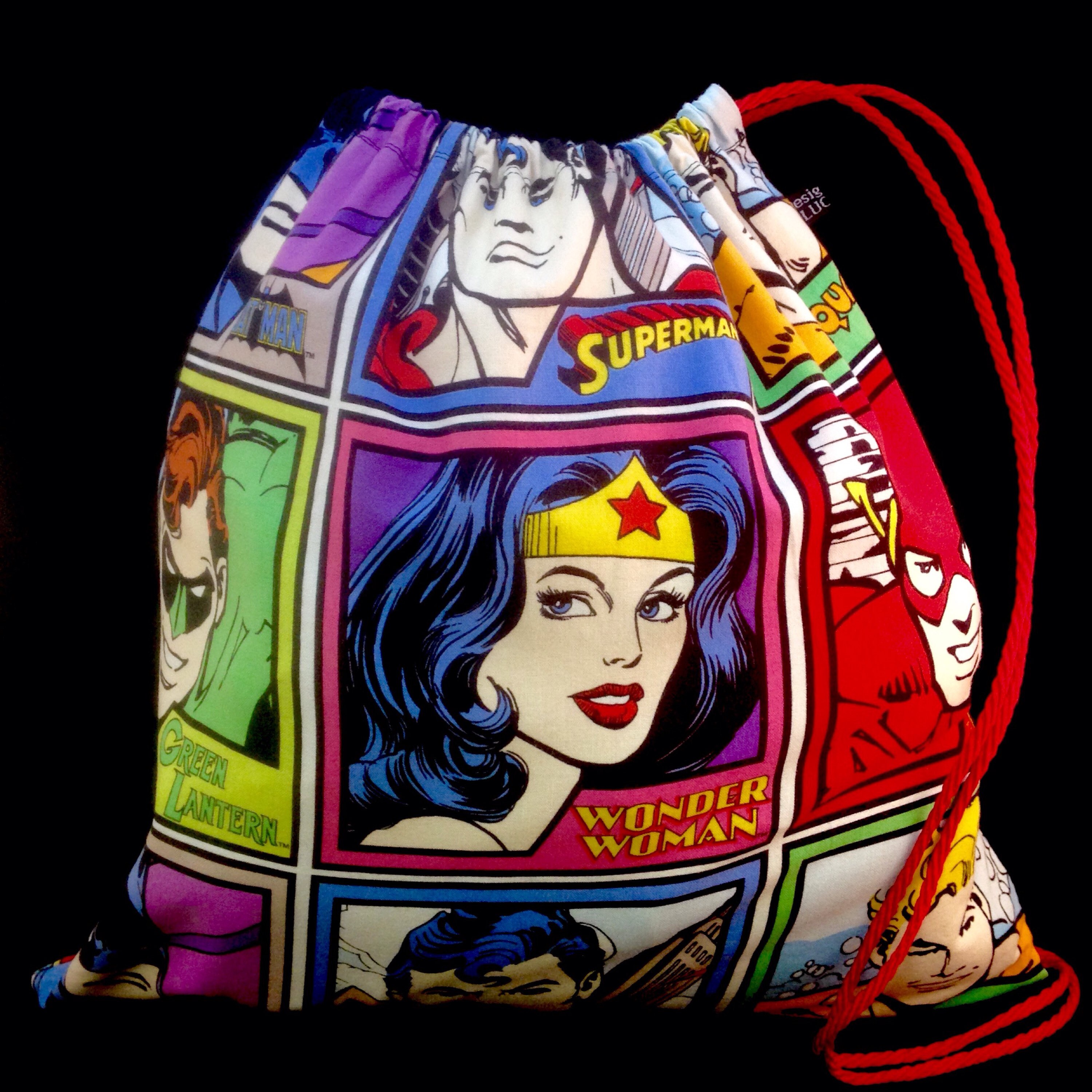 Justice League Drawstring Bag JL Bag Justice League Bag