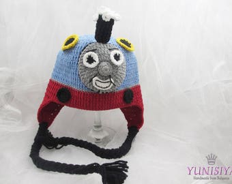 Crochet baby hat Baby boy hat Crochet hat Thomas The Train Crocheted Hat Crochet Kids Thomas Hat Baby Newborn Toddler Adult