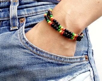Couple Mens Bracelet Perle Homme Men Bracelete Rasta 4 mm SANDALWOOD Ganja Bob Marley Bracelet Perle Homme Women Women Energy Rasta Ganja