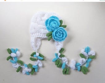 SALE 10% DISCOUNT Newborn Baby Girl Hat , Knit Baby Girl Hat , Baby Hat Photo Prop , Knit Baby Hat , Crochet Flower Hat ,Photo Prop