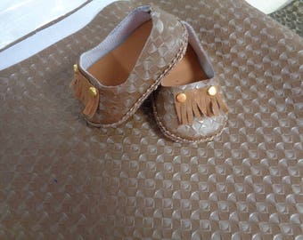 Light Brown Vinyl--Doll Shoe Kit- enough to make 2 pairs of Adorable Little Shoes -- for Your 18 inch Dolls