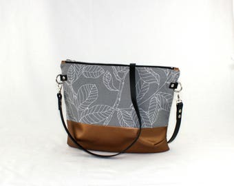 Twigs copper Crossdiv bag with leather handles