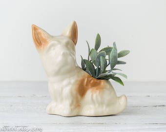 Vintage Scottie Dog Planter - Small Dog Shaped Plant Pot - Scottish Terrier Succulent Planter - Ceramic Air Plant Pot
