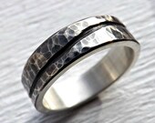 rustic wave ring silver, mens wedding band, silver ring organic wave, silver ring hammered, cool mens ring rustic silver engagement ring men