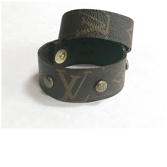 Authentic re-purposed Louis Vuitton cuff bracelet with floral