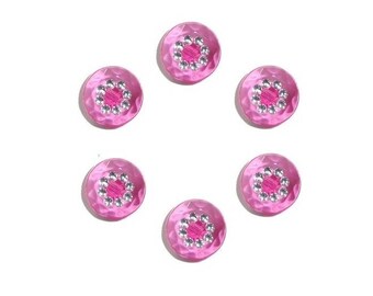 6 buttons 15 mm with Rhinestones Fuchsia pink
