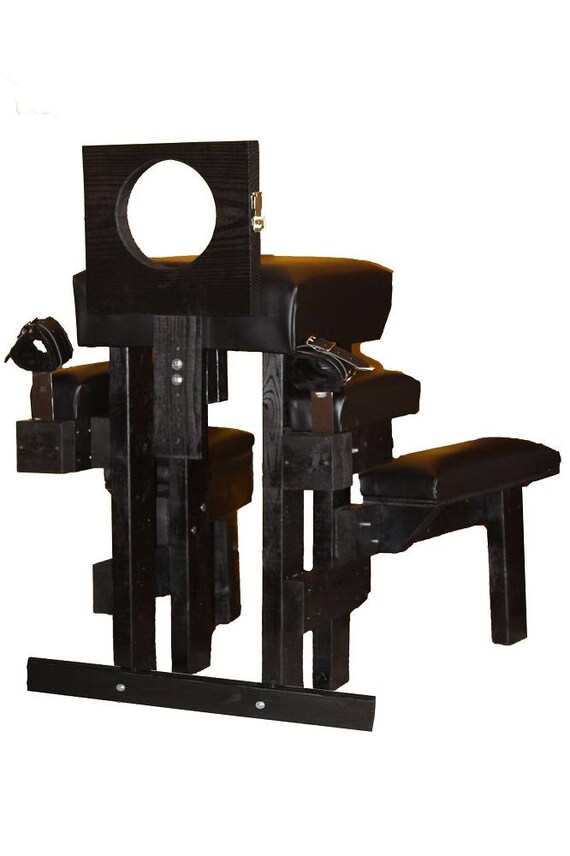 Self Bondage Stockade Bench With Time Release Handcuffs