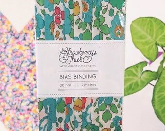 Liberty of London Bias Binding - Betsy D - 3m - 20mm - Liberty Classic Collection 100% cotton Liberty Tana Lawn - 3m 3.28 Yards