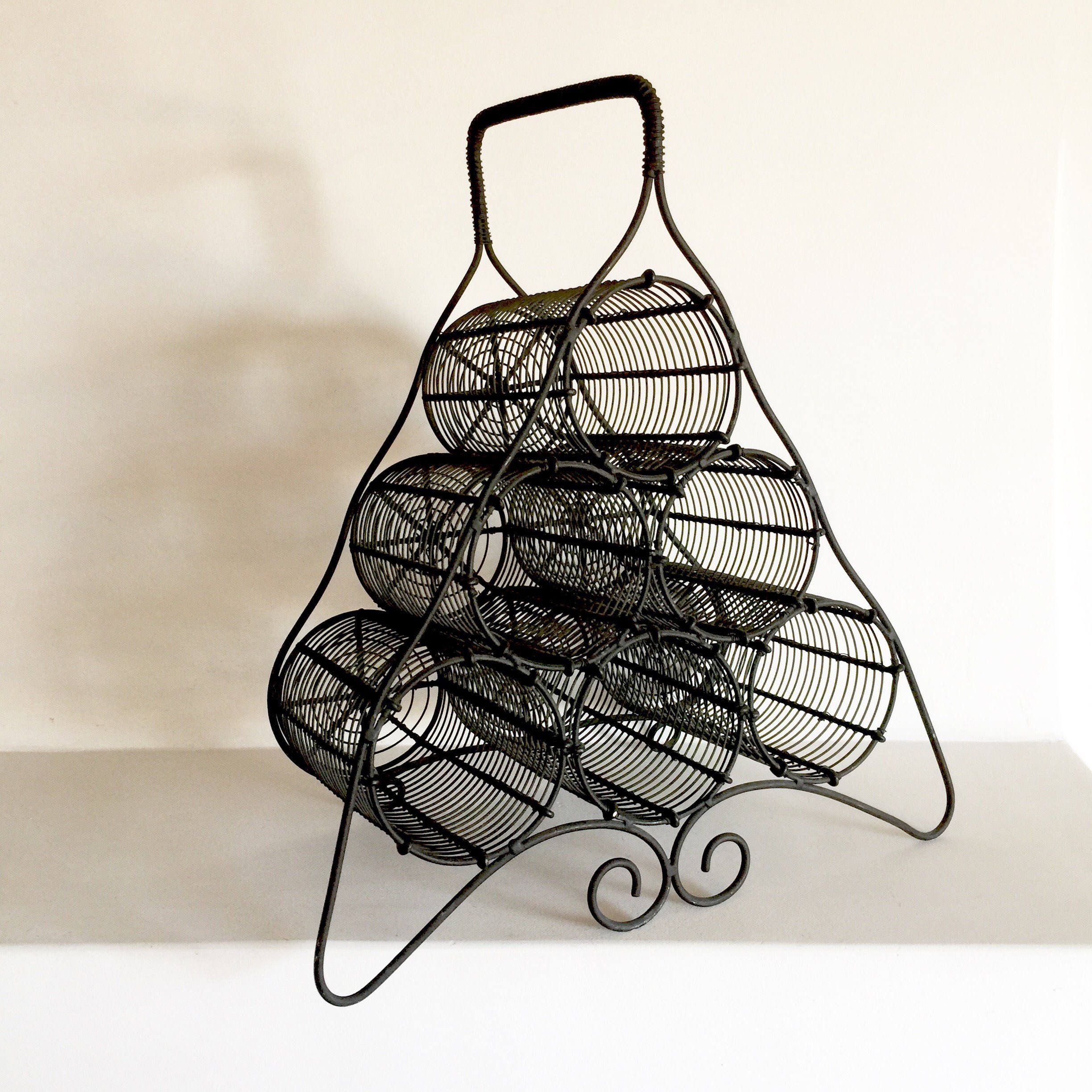 French Vintage Wire Bottle Rack Wine Bottle Holder 6 Bottle Rack