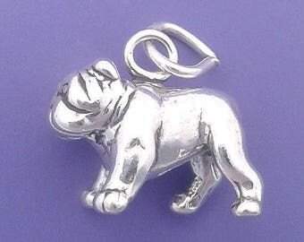 BULLDOG Charm .925 Sterling Silver Dog Pendant - sc264a