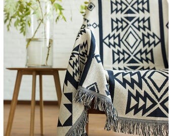 Mexican Blanket, BOHO Chair Cover, Wall Hanging, Hippie Bed Cover, Peruvian Wall Tapestry, Aztec Bedspread, Ethnic Sofa Blanket