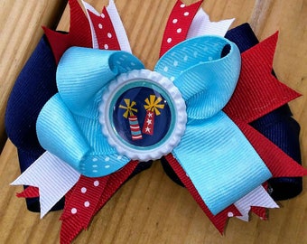 Independence Day Medium Stacked Hair Bow