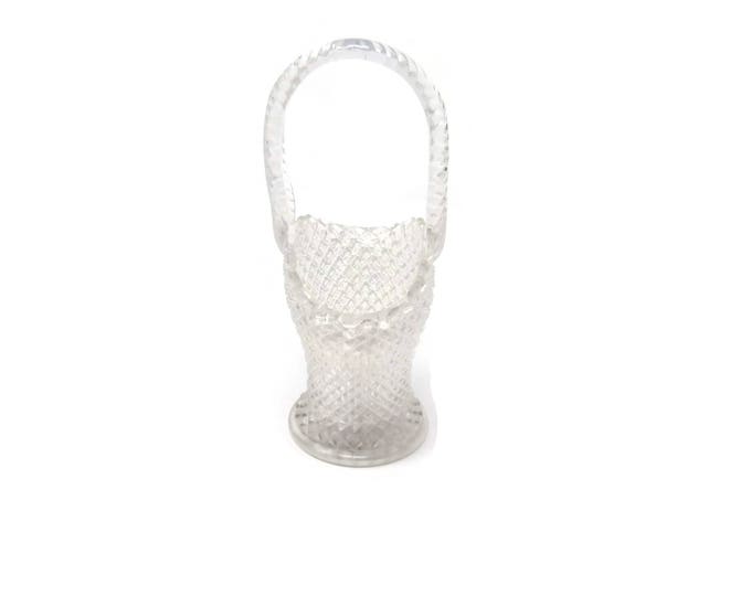 Vintage Crystal Bridal Basket by Westmoreland - Crystal Vase - English Hobnail Design - Handled Basket in English Hobnail Clear Round Base