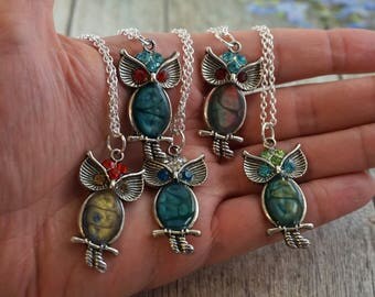 Owl jewelry Gift|For|Mom Daughter Gift|For|Girlfriend Best friend Gift|For|Wife Birthday Gift|For|Grandma Silver owl pendant Hostess