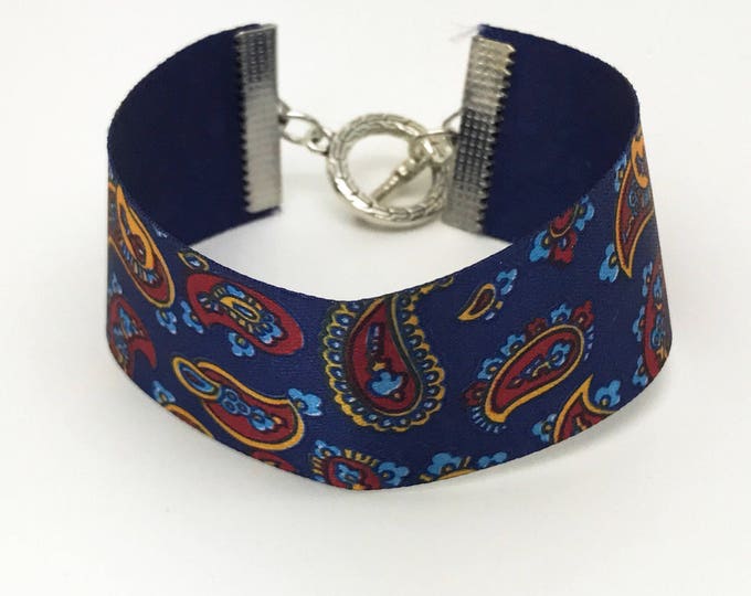 Hippie Choker, Boho Choker Necklace, Blue Bohemian Choker, Blue Ribbon Necklace, Trendy Necklace