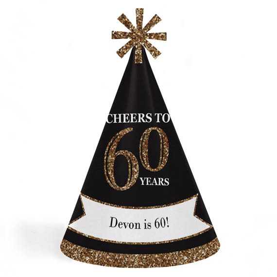  60th Birthday Party Hats Adult 60th Birthday Gold Cone